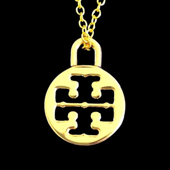 ●●SOLD●●Tory Burch Logo Pendant Beaded Chain Necklace - Picture 3 of 7